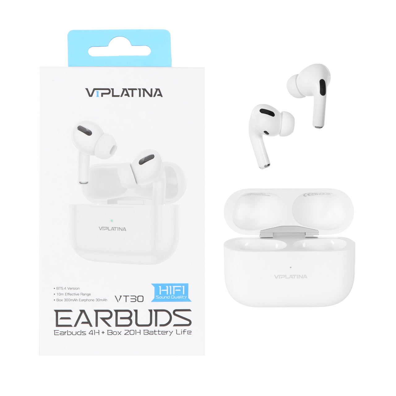 ایرفون بی سیم VIPLATINA مدل VT30 - سفید (گارانتی 18 ماه تعویض نیکان همراه)